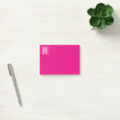 Post-it® 3 Initiales Monogramme | Blanc sur rose chaud (Bureau)