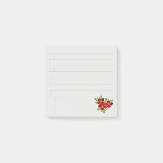 Post-it® 3 Notes post-it de fleurs rouges (Devant)