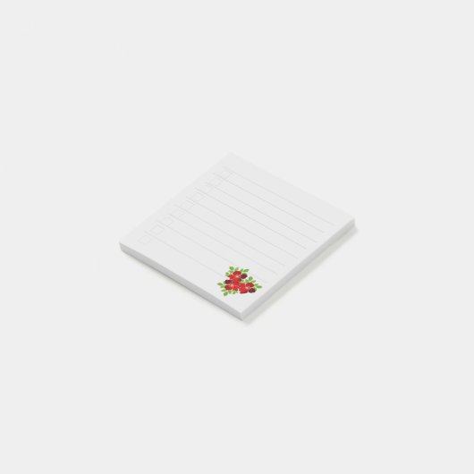 Post-it® 3 Notes post-it de fleurs rouges (Incliné)