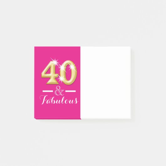 Post-it® 40 et anniversaire rose fabuleux d'or (Devant)