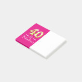 Post-it® 40 et anniversaire rose fabuleux d'or (Incliné)