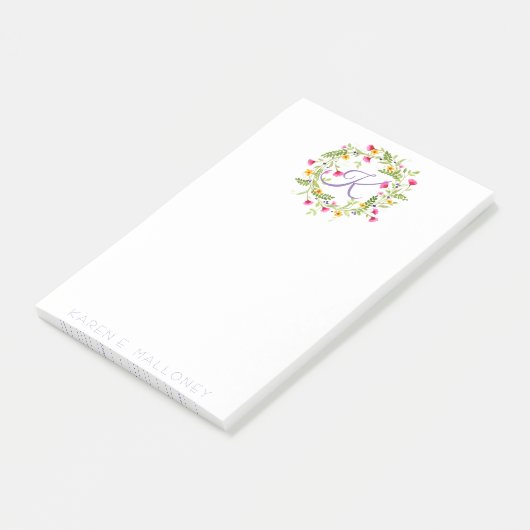 Post-it® 4"" GUIRLANDE de FLEUR de la NOTE x6 et INITIALE (Incliné)