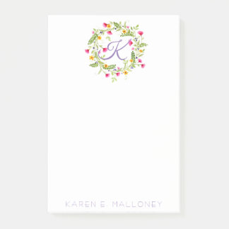 Post-it® 4"" GUIRLANDE de FLEUR de la NOTE x6 et INITIALE