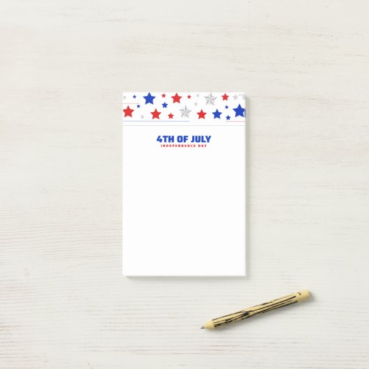 Post-it® 4 juillet heureux (Sur un bureau)