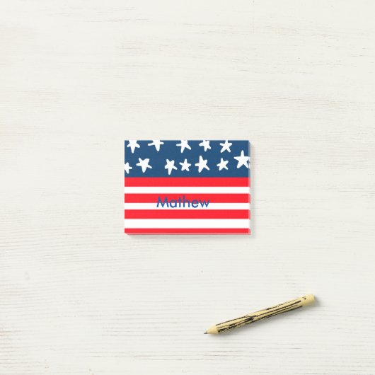 Post-it® 4 juillet jour de l'indépendance ajouter nom texte (Sur un bureau)