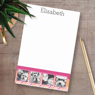 Post-it® 4 photos en collage - Chevrons rose vif orange