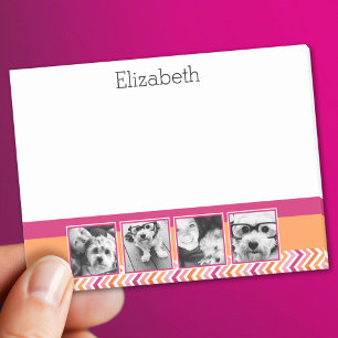 Post-it® 4 photos en collage rose chaud chevrons orange