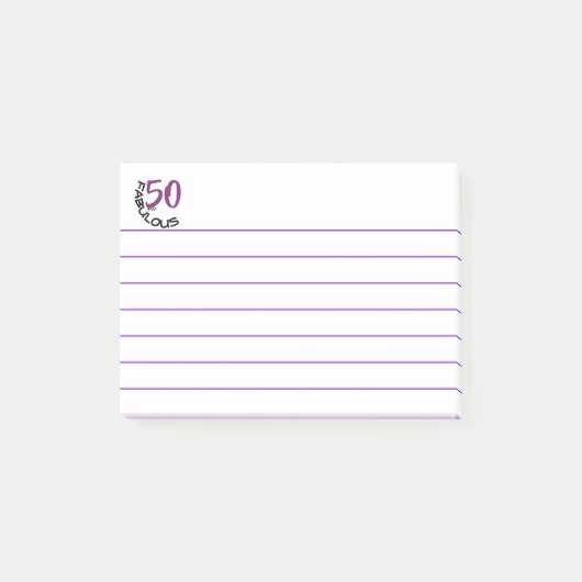 Post-it® "50 et fabuleux" | Typographie violet et noire (Devant)