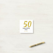 Post-it® 50e anniversaire ajouter nom date année noire modè (Sur un bureau)