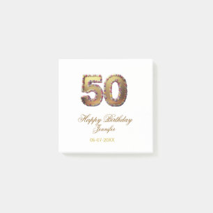 Post-it® 50e anniversaire ajouter nom date année or floral