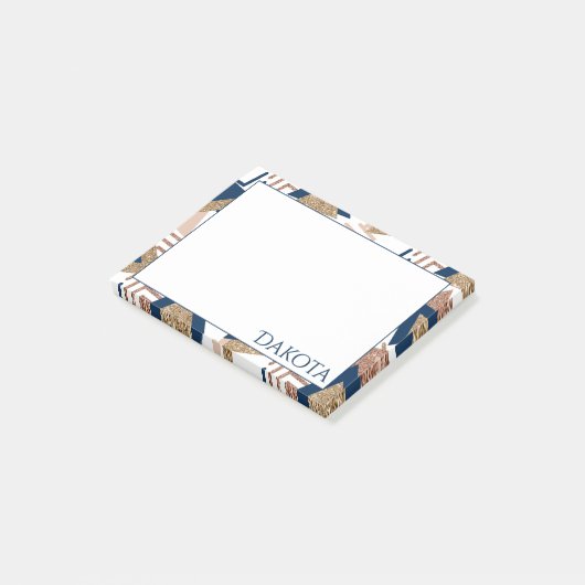 Post-it® 80s Abstrait tendance | Marine et Rose Gold Custom (Incliné)
