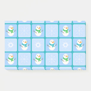 Post-it® À damiers hiver bonhomme de neige motif et flocons