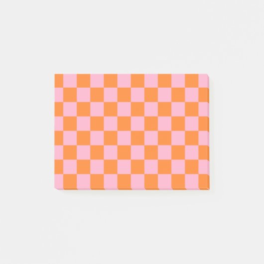 Post-it® à damiers orange et rose (Devant)