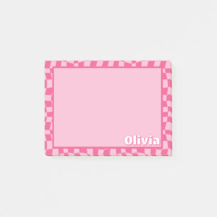 Post-it® À damiers rose preppy