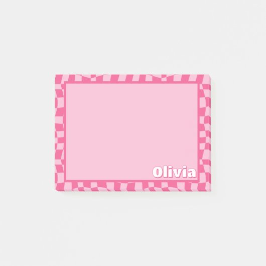Post-it® À damiers rose preppy (Devant)