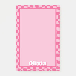 Post-it® À damiers rose preppy