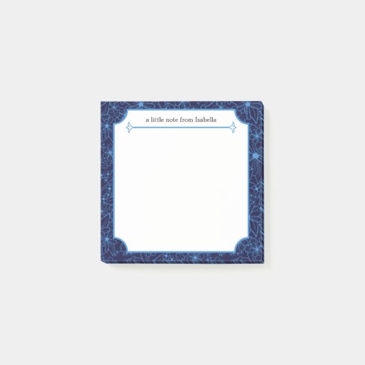 Post-it® "A Little Note" Personalized Blue Floral Pattern (Devant)