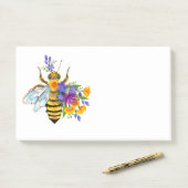 Post-it® Abeille à fleurs avec plantes sauvages (Sur un bureau)