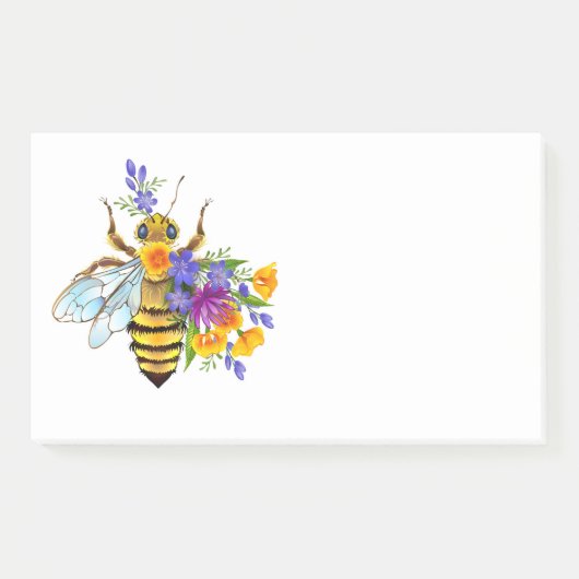 Post-it® Abeille à fleurs avec plantes sauvages (Devant)