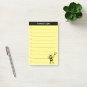 Post-it® Abeille au miel mignonne moderne sur noir & jaune (Bureau)