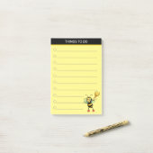 Post-it® Abeille au miel mignonne moderne sur noir & jaune (Sur un bureau)