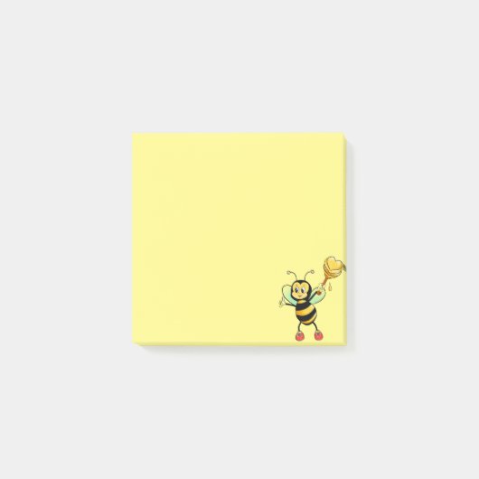 Post-it® Abeille de miel mignonne moderne sur jaune (Devant)