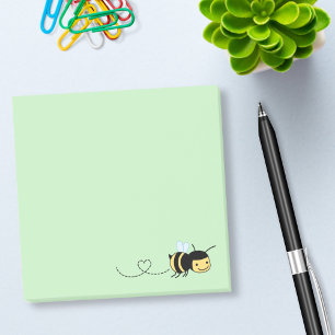 Post-it® Abeille heureuse bourdonnant autour sur le vert