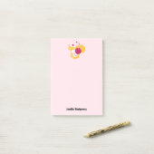 Post-it® Abeille mignonne aux Coeurs de Saint-Valentin rose (Sur un bureau)