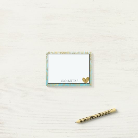 Post-it® Abrégé sur Ombre d'or d'Aqua (Sur un bureau)