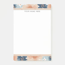 Abstract Blue, Peach, Orange Floral