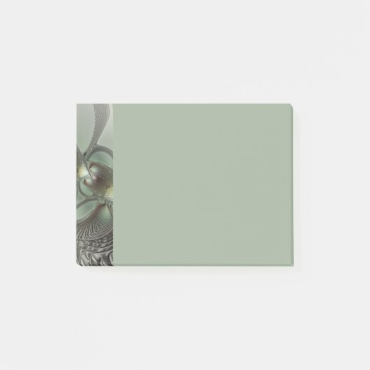 Post-it® Abstract Olive Sage Green Gray Fractal Art Fantasy (Devant)