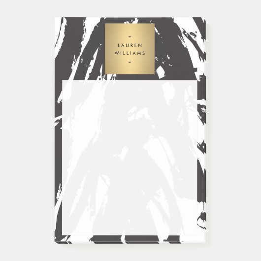Post-it® Abstrait Brosse noire avec logo Gold Name (Devant)