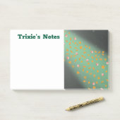 Post-it® Abstrait lune feuilles d'automne roses (Sur un bureau)