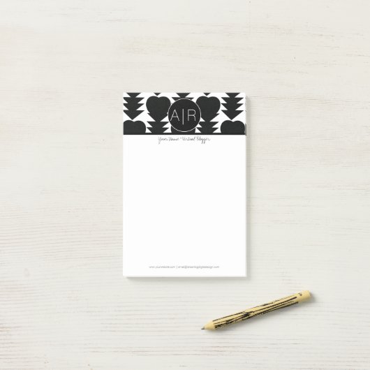 Post-it® Abstrait moderne noir et blanc (Sur un bureau)