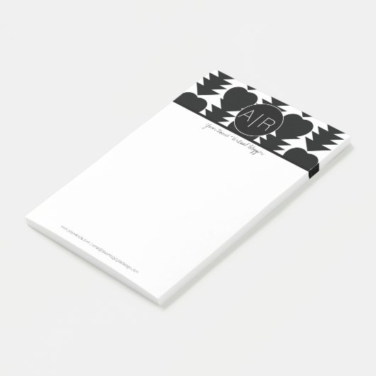 Post-it® Abstrait moderne noir et blanc (Incliné)