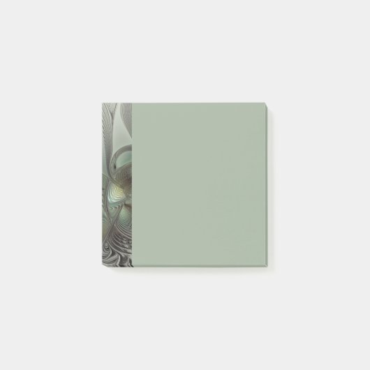 Post-it® Abstrait Olive Sage Vert Gris Art Fractal Fantaisi (Devant)