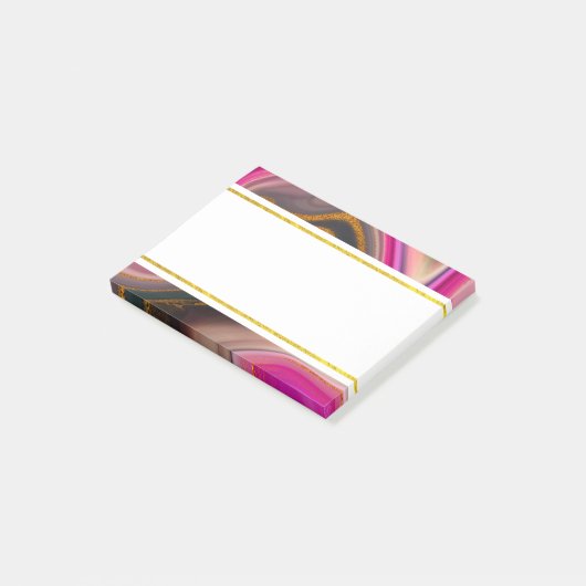 Post-it® Abstrait rose et noir avec perruques d'or (Incliné)