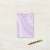 Post-it® Abstrait Rose Parties scintillant or violet marbre (Sur un bureau)