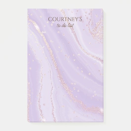 Post-it® Abstrait Rose Parties scintillant or violet marbre (Devant)