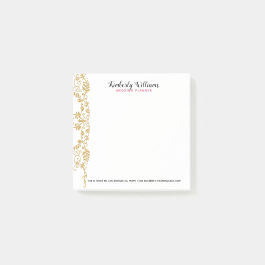 Post-it® Accent de dentelle florale Parties scintillant or (Devant)