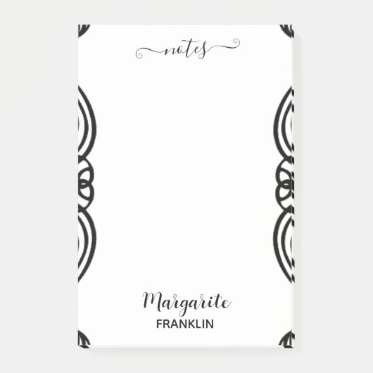 Post-it® Accueil personnalisé B&W Curly Notes (Devant)