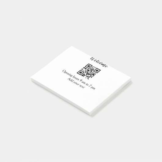 Post-it® Accueil simple ouverture bienvenue code barre QR a (Incliné)