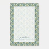 Post-it® Additionnez votre | nommé Teal et motif floral (Devant)