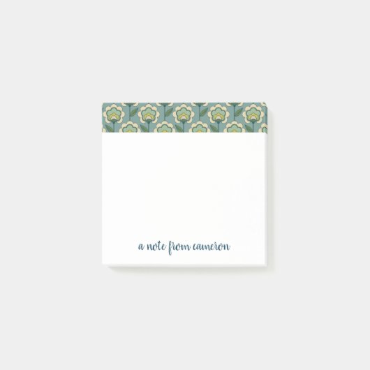 Post-it® Additionnez votre | nommé Teal et motif floral (Devant)