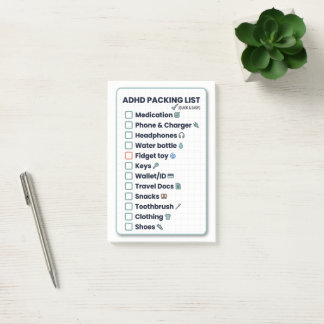 Post-it® ADHD Packing List Minimalist Travel Checklist