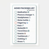 Post-it® ADHD Packing List Minimalist Travel Checklist (Devant)