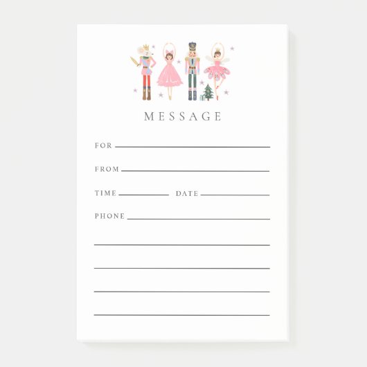 Post-it® Adorable Noël rose Nutcracker Message de bureau (Devant)