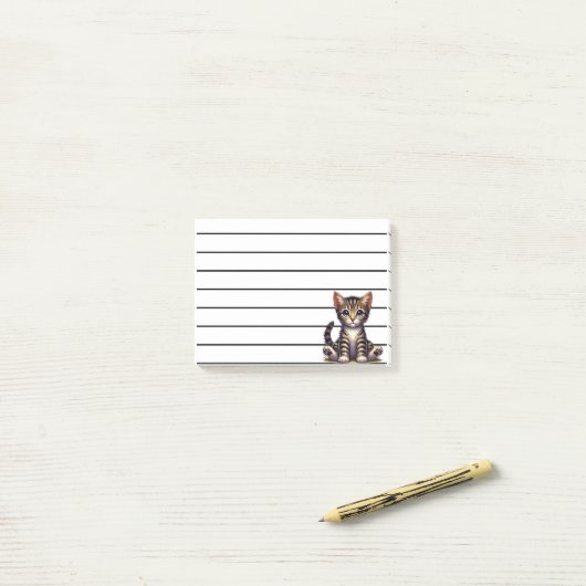 Post-it® Adorable Tabby Kitten Aux Yeux Bleus (Sur un bureau)