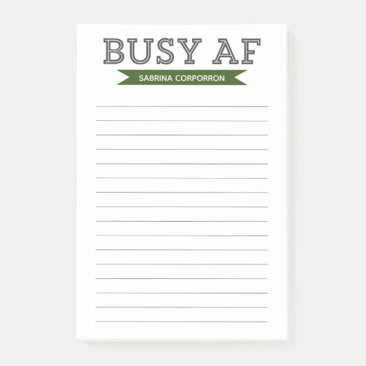 Post-it® AF occupée | Typographie moderne tendance | Vert (Devant)
