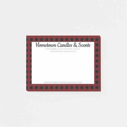 Post-it® Affaires rustiques de plaid de Buffalo rouge et (Devant)